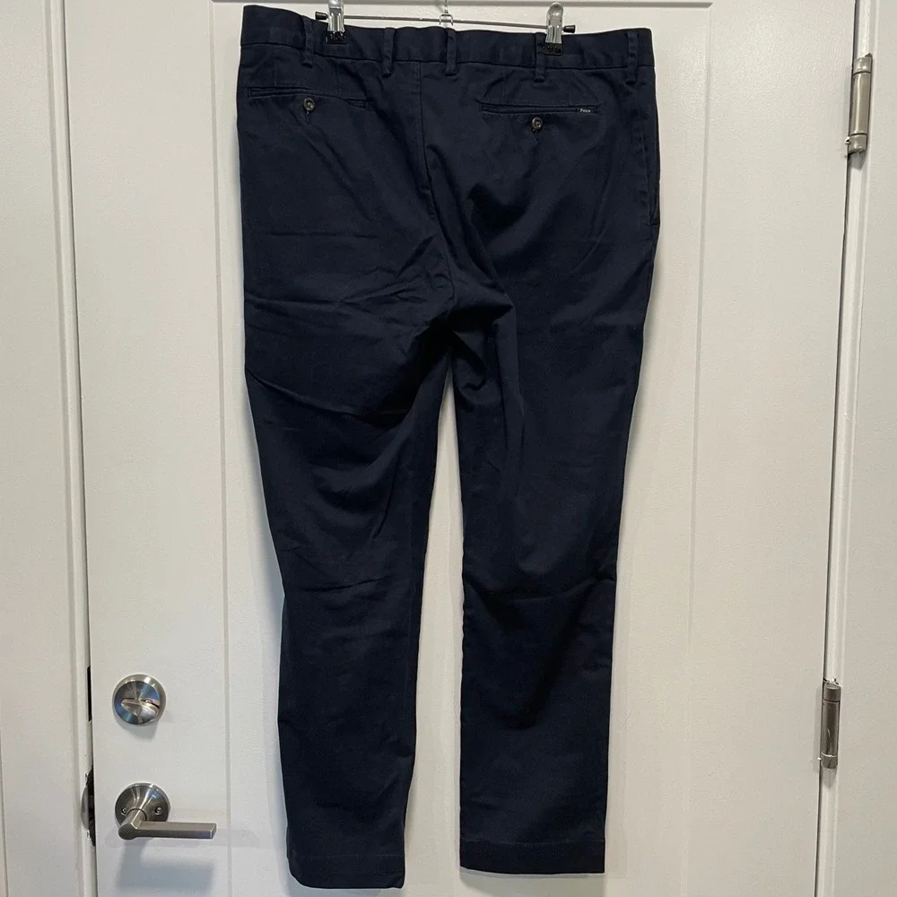 Polo Ralph Lauren Mens Navy Blue Stretch Slim Fit Chino Pants 36x30